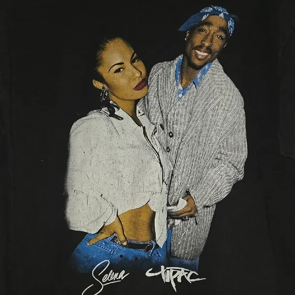 Selena & Tupac Black Graphic Tee - Picture 2 of 5